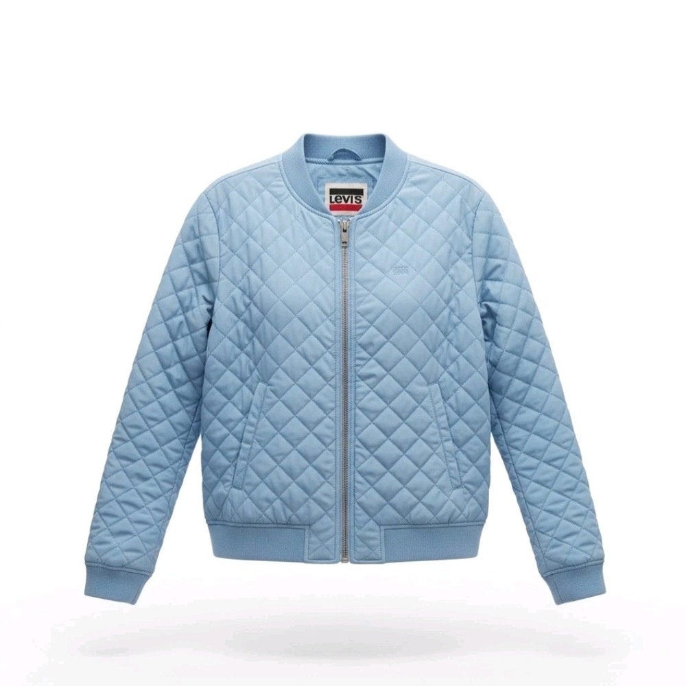 NWOT Levi's Women's Diamond Quilted Bomber Jacket Light Blue XL